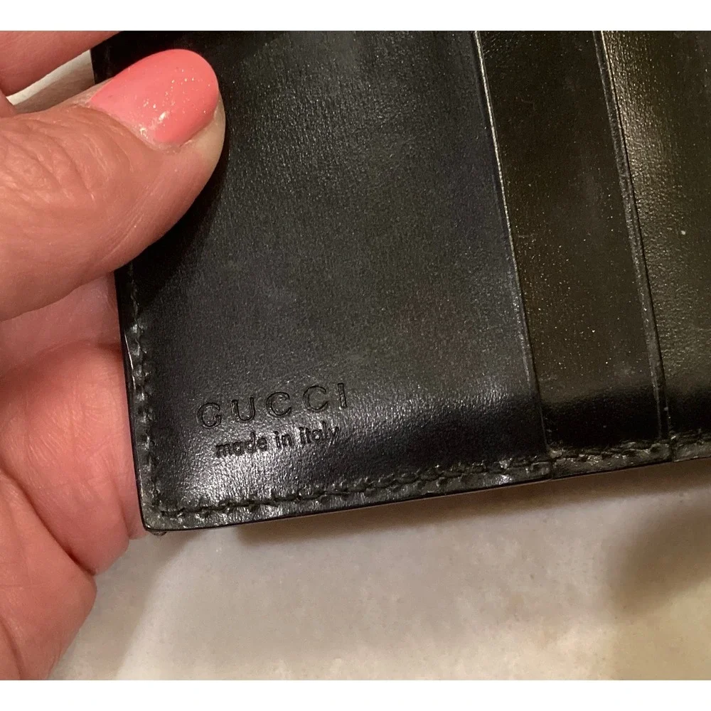 Gucci Black Leather Wallet‎ Coin Purse Card Holder Small